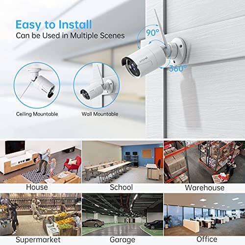SMONET 3MP WiFi Security Camera with Power Adapter,Replacement and Extra Cameras for 3MP Wireless Security Camera System,Two Way Audio,Night Vision 5