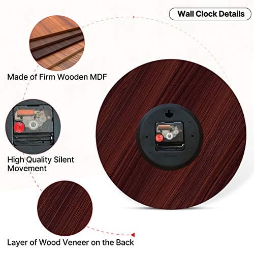 Toudorp 8 Inch Wall Clock Floral French Vintage Wooden Wall Clock Silent Non-Ticking Battery Operated Arabic Numerals Wall Clocks Decorative for Kitchen, Office, Classroom - Cafe and Flowers 6