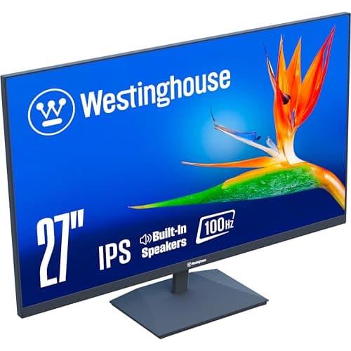 Westinghouse 27 Inch Computer Monitor, 100Hz, 1080p Full HD IPS Display, Adaptive Sync, Blue Light Protection, Home Office PC Screen with Built-in Speakers, HDMI, VGA, for Work & Productivity