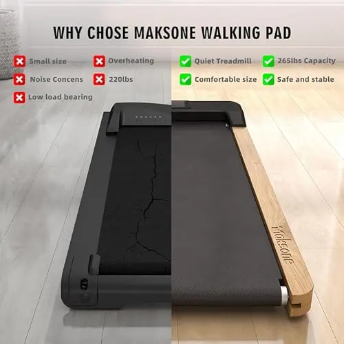 Maksone Under Desk Treadmill, Expert of Wooden Walking Pad, Walking Jogging Machine with Remote Control, Installation-Free 6