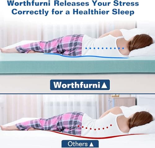 4 Inch Mattress Topper Memory Foam Queen Size Gel Mattress Pad Cover with 18" Deep Pocket for Back Pain Bed Topper with Removable Cover 6