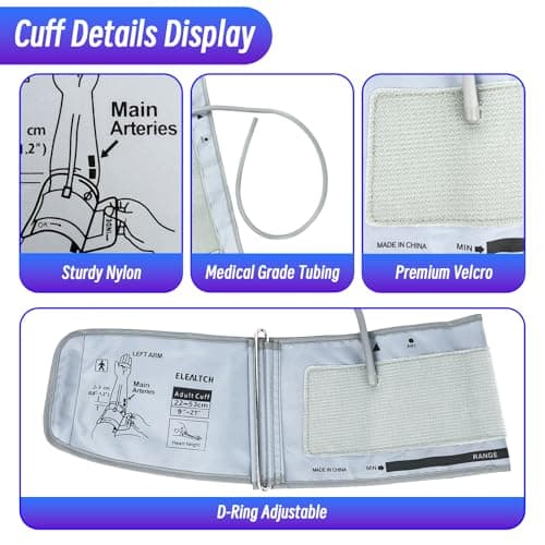 Extra Large Cuff Compatible with Most BP Monitors 9"-21" Inches (22-53CM) XL Blood Pressure Cuff Adult ARM BP Replacement Cuff for Big ARM (X-Large) 5