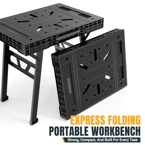 Express Folding Worktable, Easy Setup Portable Folding Workbench, 34" W x 24" D Lightweight Versatile Worktable with 1650 Lbs Load Capacity Work Benches for DIY Home Improvements Professional Worksite 8