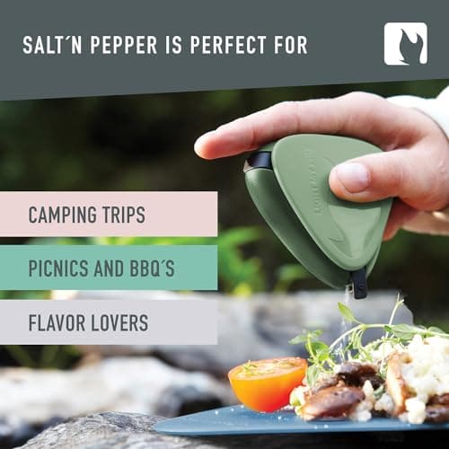 Light My Fire Salt & Pepper Shakers — Travel Salt and Pepper Shakers — Travel Spice Kit Portable Spice Shaker — Multi Spice Container and Salt Dispenser for Outdoor Picnic Camping BPA-Free, SandyGreen 6
