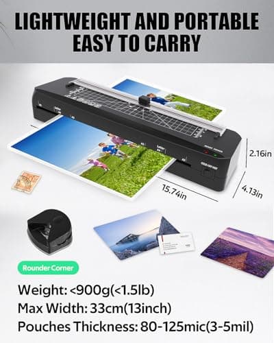 Laminator, A3 Laminator Machine with Built-in Trimmer, 70 Seconds Quick Warm-Up, Cold and Thermal Laminating with 50 Sheets, NTC Technology for Home Office School (A3+50pics) 7