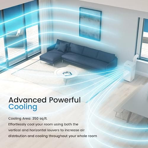 PUKAMI 8000 BTU Portable Air Conditioners,Portable AC Cools up to 350 Sq.Ft,Room Air Conditioner with Remote Control,Dehumidifier & 3-in-1 Floor Standing Air Conditioner 24Hrs Timer 6