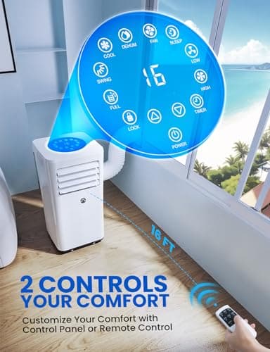 Portable Air Conditioners, 10000 BTU Air Conditioner Portable for Room up to 450 Sq. Ft., 3-in-1 Portable AC Unit with Digital Display, Remote Control, Window Installation Kit, 24H Timer, Sleep Mode 7