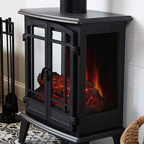 Real Flame Foster 25" Stove Electric Fireplace for Living Room or Bedroom, Realistic Log and Flame Effect, Freestanding Fireplace with Adjustable Thermostat, Auto Shut-Off 7