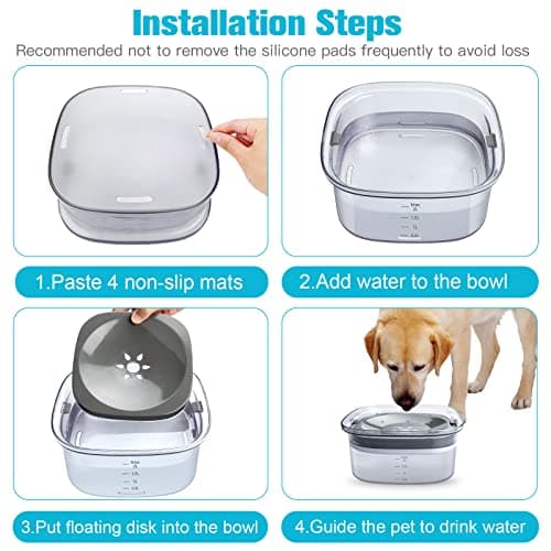 UPSKY 70oz Dog Water Bowl 2L No Spill Dog Bowls Large Capacity Spill Proof Slow Water Feeder, No Splash Pet Water Dispenser Vehicle Carried Travel Slow Drinking Bowl for Messy Drinkers 6