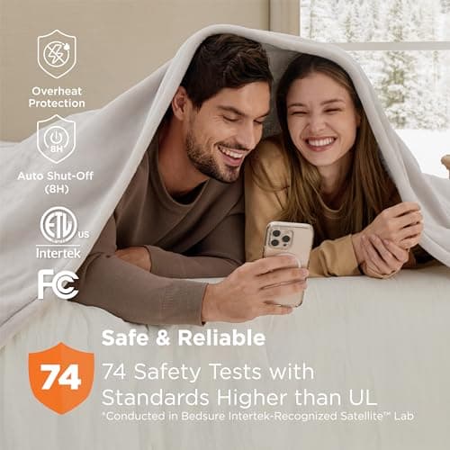 Bedsure Electric Blanket Queen Size - Dual Control Heated Blanket Queen, Fast Heating with 10 Time Settings & 10 Heat Settings, Warm Gift for Grandma (84x90 inches, Cream) 6