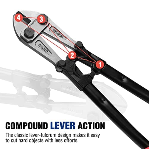 WORKPRO W017004A Bolt Cutter, Bi-Material Handle with Soft Rubber Grip, 14", Red&Blue 6
