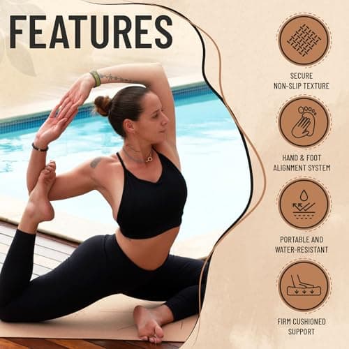 Natural Cork Yoga Mat – Lightweight & Non-Slip – Non-Toxic Cork, Sustainable – 5mm Thick for Superior Grip & Comfort – Yoga Mat With Strap and Alignment Lines for Guidance – Ideal for Hot Yoga & Fitness 5