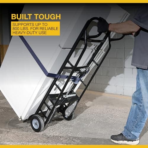 Appliance Hand Truck 800 Lb Capacity, Heavy Duty Carbon Steel Dolly with Ratcheting Belt, 8 in. Solid Rubber Wheels, 58-1/4 in. H, Moving Dolly for Refrigerator, Washer, Dryer and Furniture 2