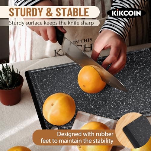 Plastic Cutting Boards for Kitchen, 3-Piece Large Cutting Board Set Dishwasher Safe Chopping Boards with Non-slip Feet and Juice Grooves, Kikcoin 5