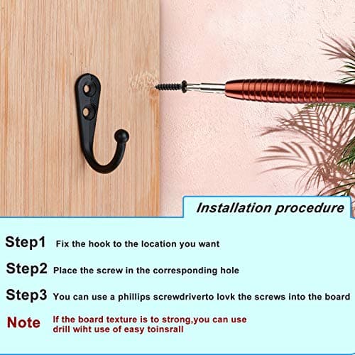 ZAYBOD 15Pcs Black Wall Mounted Coat Hooks, Hanger Hook with 30 Pieces Screws for Hanging Hat, Towel, Key, Robe, Coats, Scarf, Bag, Cap, Coffee Cup, Mugs 6