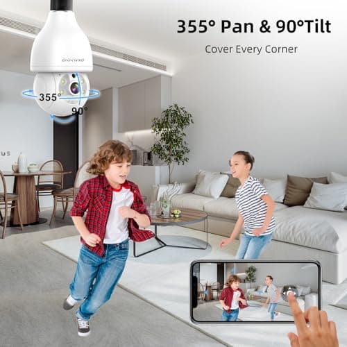 CiKiKWXO 2.4&5Ghz WiFi Light Bulb Security Camera,2K Wireless Light Bulb Camera, Light Socket Security Cam with Motion Detection,Two-Way Talk,24/7 Recording,Compatible with Google Assistant & Alexa 7