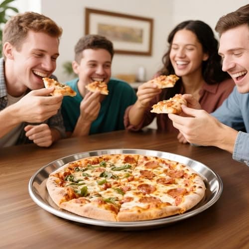 AWTBDP 13½ Inch Pizza Pan for Oven, Non-Stick Large Round Stainless Steel Pizza Pans, Durable Non-Toxic Pizza Tray for Cookie Pizza Pie Cake, Easy Clean & Dishwasher Safe 8