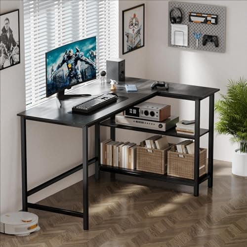 WOODYNLUX L Shaped Desk - 39" Home Office Computer Desk with Shelf, Gaming Desk Corner Table for Work, Writing and Study, Space-Saving, Black 6