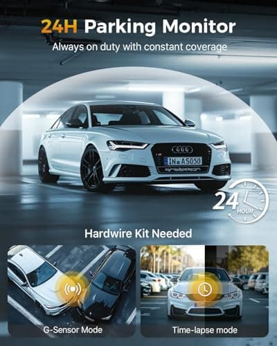 GKU 4K 3 Channel Dash Cam, 5.8GHz WiFi Built-in GPS, 4K+1080P+1080P Dash Cam Front and Rear Inside, 64GB Card Inserted, 24H Park Mode, Triple Car Camera 3 Inch Screen 5