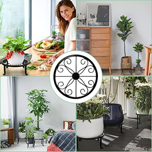 Metal Plant Stand 5 Pack Plant Stands for Indoor Outdoor Plants Multiple Heavy Duty Flower Pot Stand Holder Rustproof Iron Round Plant Shelf for Planter Outdoor Plant Stand for Patio & Garden Décor 7