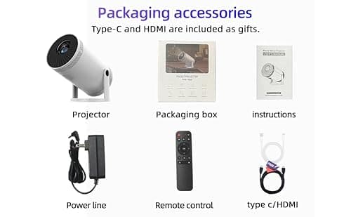 FY300 Mini Projector,1080P Support,Protable Projector with WiFi & HDMI,180° Rotatable,Wireless Screen Mirroring,Suitable Indoor&Outdoor Use,Compatible with USB/Windows/Switch/Android iOS SmartPhone 9