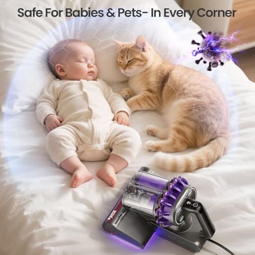 Xlife Mattress Vacuum Cleaner, Bed Vacuum with 2 Roller Brushes for Pet Hair, 253.7nm UV-C Light, 140F° Heating, 550W 16KPA Suction, HEPA Filter Couch Vauum for Bed, Sofa, Pillow, Baby Crib (Corded 9