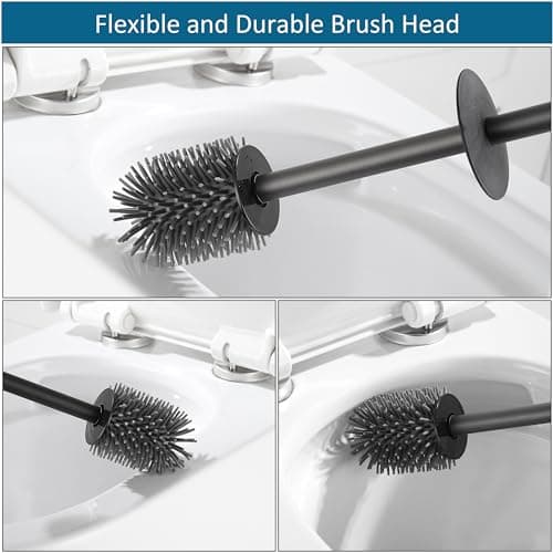 BVL Toilet Brush and Holder Set Black Freestanding for Bathroom 3