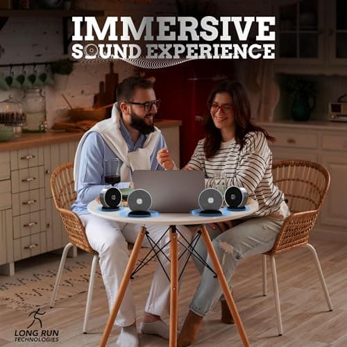 Bluetooth Speaker Set: Wireless Stereo Dual Pairing Portable Twin TWS System With Big Rich Bass Hi-Fi Multi-Room Indoor Outdoor Use Home Deck Pool Work Travel Party Camping Gift Decor Idea (Chrome) 5