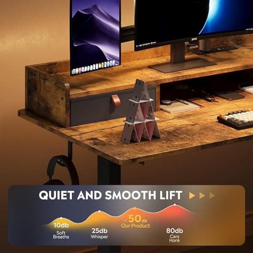 DEVAISE 48×24 Inch Electric Standing Desk with Drawers, Computer Desk with 3 Adjustable Height, Storage Shelf, Built-in 2 AC + 2 USB Outlets and Memory Preset, Sit to Stand Desk for Home Office, White 7