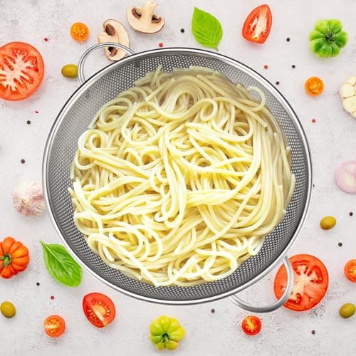 Gulex Colander Stainless Steel 3-Quart, Metal Strainer with Base, Strainer for Kitchen Food, Dishwasher Safe 6