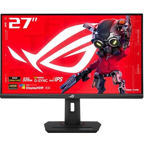 ASUS ROG Strix 27” 1440P USB-C HDR Gaming Monitor (XG27ACMS) – QHD (2560 x 1440), 320Hz, 0.3ms, Fast IPS, Extreme Low Motion Blur Sync, G-SYNC Compatible, DisplayWidget, Tripod Socket, 3 yr Warranty