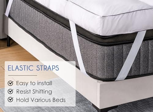 Marine Moon Mattress Topper Queen, Cooling Pillow Top Mattress Topper, Extra Thick Plush Mattress Pad Cover, Overfilled with 7D Down Alternative, Relief Back Pain, Soften Hard Mattress, 80'' x 60'' 7