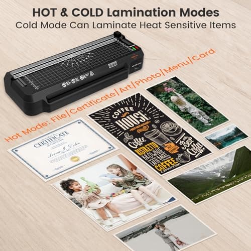 VidaTeco 4 in 1 Laminator Machine 9-inch Laminating Machine,2-Min Preheat,Thermal Cold Laminator with Laminating Sheets 20 pcs,Built-in Paper Cutter,Corner Rounder,Lamination for Home School 5