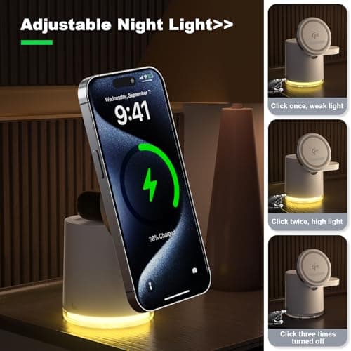 New Generation Qi2 Certified 3 in 1 Magnetic Wireless Charging Station, Compact Fast Charging Station,for Apple iPhone12-17,iWatches,AirPods,Samsung Phones and Watches(30W Adapter Included)(White) 7