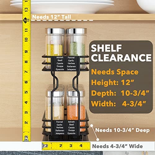 SpaceAid Pull Out Spice Rack Organizer for Cabinet, Heavy Duty Slide Out Seasoning Kitchen Organizer, Cabinet Organizer, with Labels, 4.5" W x10.75 D x8.5 H, 1 Drawer 2-Tier 5