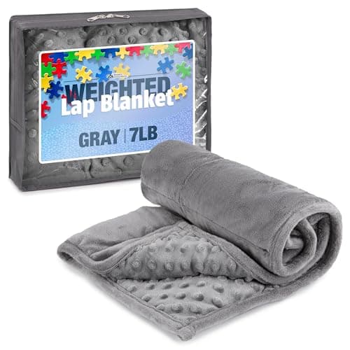 Kidaddle 7lb Weighted Blanket (Grey) 19x22 Inch– Plush Minky Lap Pad with Sensory Support for Autism or ADHD, Giftable Weighted Blanket with Travel Bag for Ages 6–12