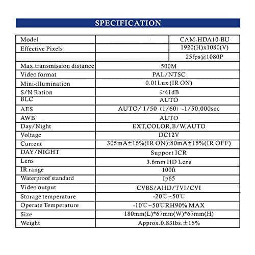 Night Watch Security 1 Pack Analog HD 1080p Wired Bullet Camera (White, Camera Only, Compatible with Night Owl DVRs) 5