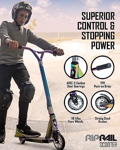Riprail Jet Fuel Performance Stunt Scooter With Alloy Deck, Core Wheels, ABEC-9 Bearings, NECO Threadless Headset and CNC Machined Fork 5