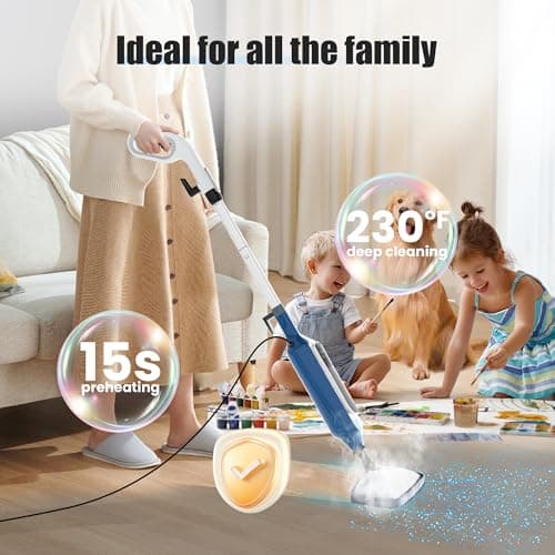 Sapodilla 12 in 1 Steam Mop, Detachable Handheld Steam Cleaner for Home, 23FT Cord, for Hardwood Floor Cleaning, Tile, Carpet, Furniture, Clothes, Windows, Blue 8