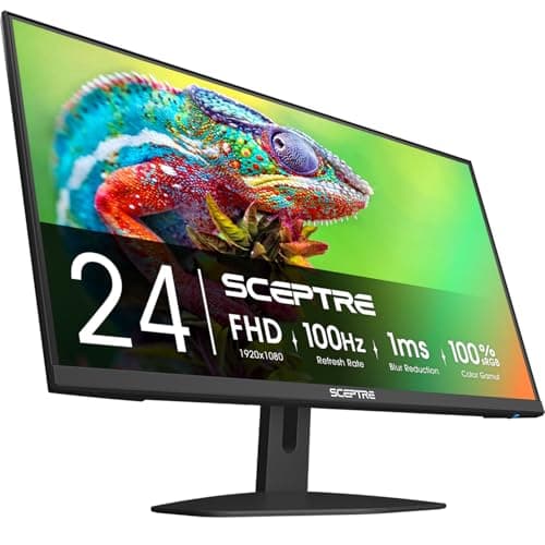 Sceptre New 24-inch Gaming Monitor 100Hz 1ms DisplayPort HDMI x2 100% sRGB AMD FreeSync Build-in Speakers, Eye Care Frameless Machine Black 2025 (E248W-FW100T) 6
