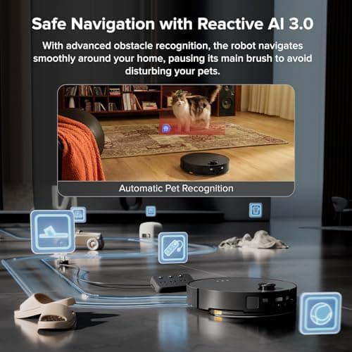 roborock Saros 10 Robot Vacuum and Mop, 22,000Pa Suction, AI Obstacle Avoidance, 3.14-inch Ultra Thin, Intelligent Dirt Detection, Zero Tangling Main Brush, Hot Water Mop & Dock Self Cleaning 8