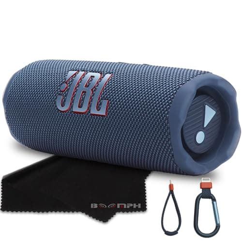 JBL Flip 7 Portable Bluetooth Speaker, IP68 Waterproof, Dustproof, Drop-Proof, PushLock System, AI Sound Boost, 16H Battery – Blue – Boomph's Comprehensive Ultimate Performance Cloth Solution