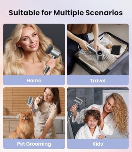 Hair Dryer: 150000 RPM Portable Professional High Speed Ionic Blow Dryer for Fast Drying, 500 Million Negative Ions Care & Heat Control & Low Noise with Magnetic Diffuser & Nozzle, 5 Temps & 3 Speeds 9