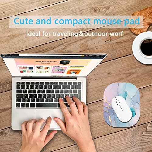 Small Mouse Pad，Mini Mouse Pad 6 x 7 Inch，for Laptop Keyboard Tray Wireless Mouse Home Office Travel，with Non-Slip Rubber Base, Waterproof Mouse Mat，Cyan Blue Marble 7