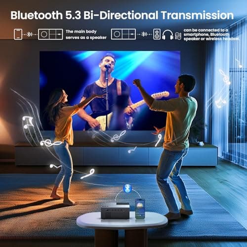 Projector with WiFi and Bluetooth - [High Brightness/Electric Focus]Outdoor Movie Projector ,Portable Smart Home Projector 1080P 4K Supported for Movie Night/Home Theater/Bedroom Gift for Her/Him 6
