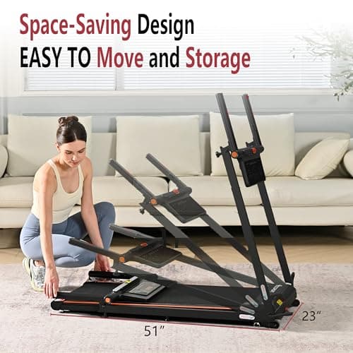 Hccsport Treadmill with Home, Foldable Treadmill with Incline, Removable Desk Workstation 3.0 HP 3 in 1 Compact Folding Small Walking Treadmills 300 Lbs Capacity for Home Office 7