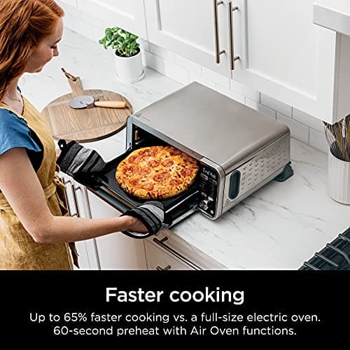 Ninja SP301 Dual Heat Air Fry Countertop 13-in-1 Oven with Extended Height, XL Capacity, Flip Up & Away Capability for Storage Space, with Air Fry Basket, SearPlate, Wire Rack & Crumb Tray, Silver 5