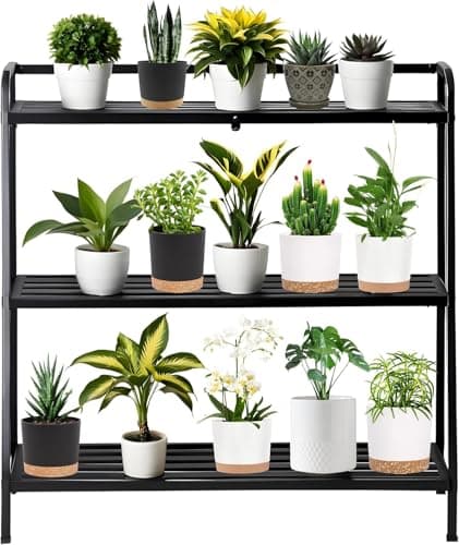 DHYGOTFUR 3-Tier Aluminum Plant Stand Outdoor, Heavy-Duty Metal Tiered Plant Stand (Extra Large)