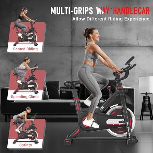 Exercise Bike, CHAOKE Stationary Bikes for Home with 330lbs Weight Capacity, Indoor Cycling Bike with Comfortable Seat Cushion, Silent Belt Drive, LCD Monitor for Home Gym Cardio Workout Training 5