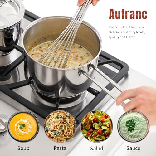 AuFranc® 2 Quart Tri-ply Stainless Steel Saucepan with Glass Lid, Induction Sauce Pan Compatible with All Cooktops, Non-Toxic Sauce Pot with Stay Cool Handle, Oven & Dishwasher Safe (Silver) 6